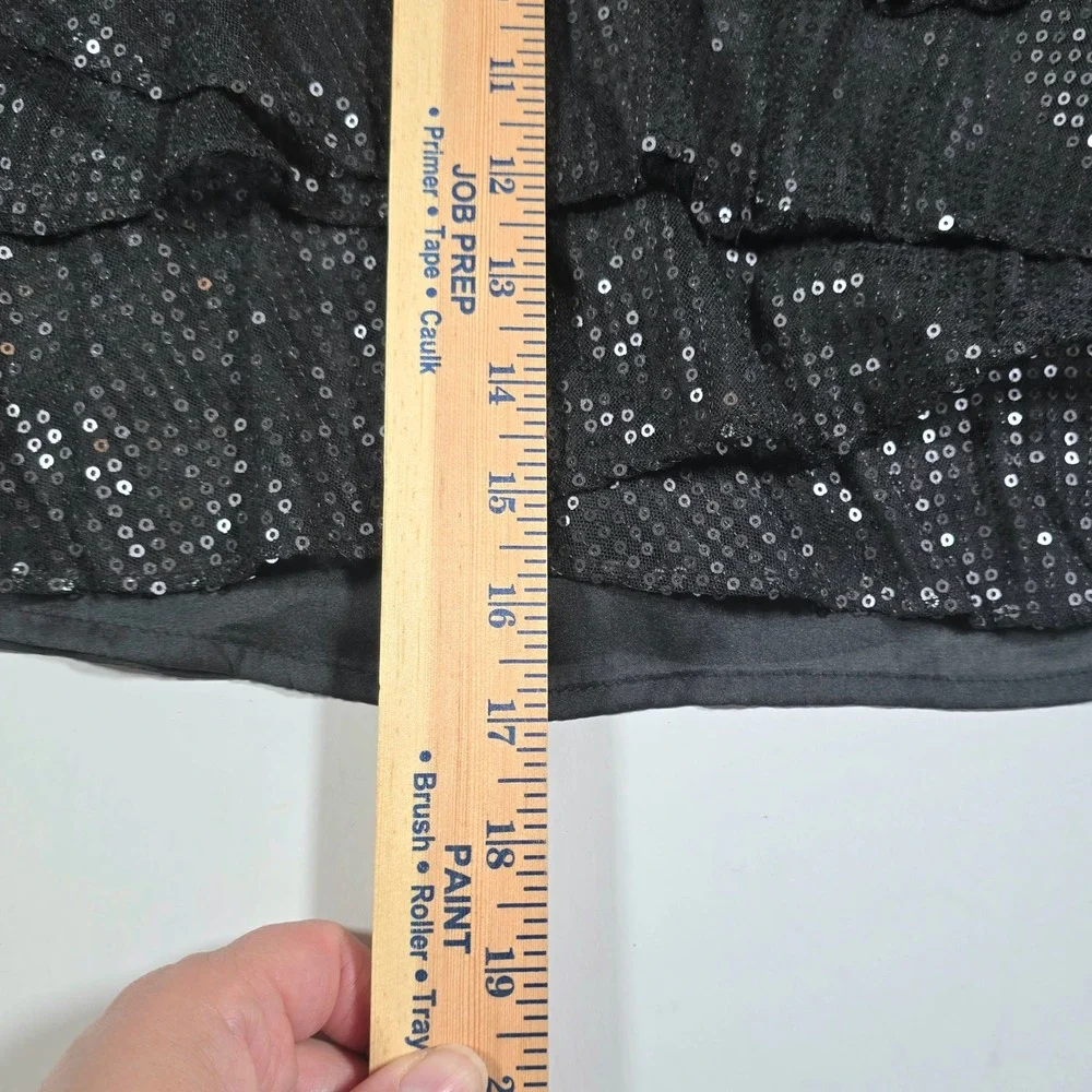 XXI Black Sequin Ruffle Tiered Mini Skirt‎ Party Club Womens Medium